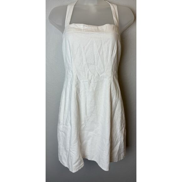NWT Abercrombie & Fitch Halter Linen-Blend Dress Size Small Petite White Bridal - Picture 1 of 4
